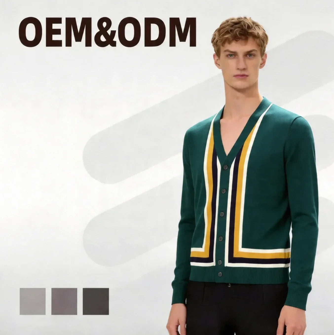 Wholesale European American Breathable Business Lapel Long Sleeved Men's Clothing Large T-shirts Cardigan