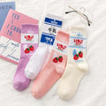 Wholesale Korean Strawberry Graphic Socks Fashion Kawaii Ribbed Cotton Crew Socks for Women