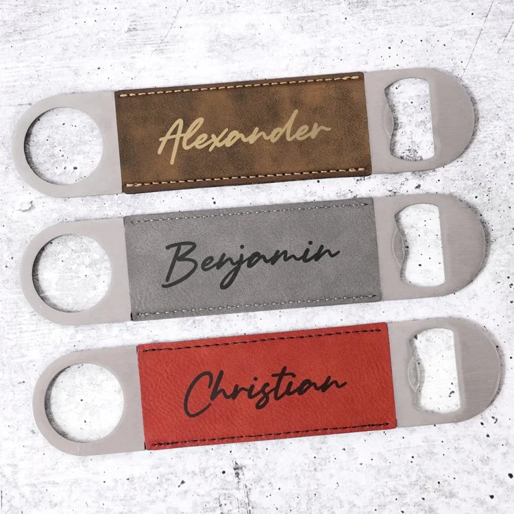 Most Popular Stainless Steel Leather Bottle Opener Personalized Metal Pu Leather Bottle Opener With Leather Wrap