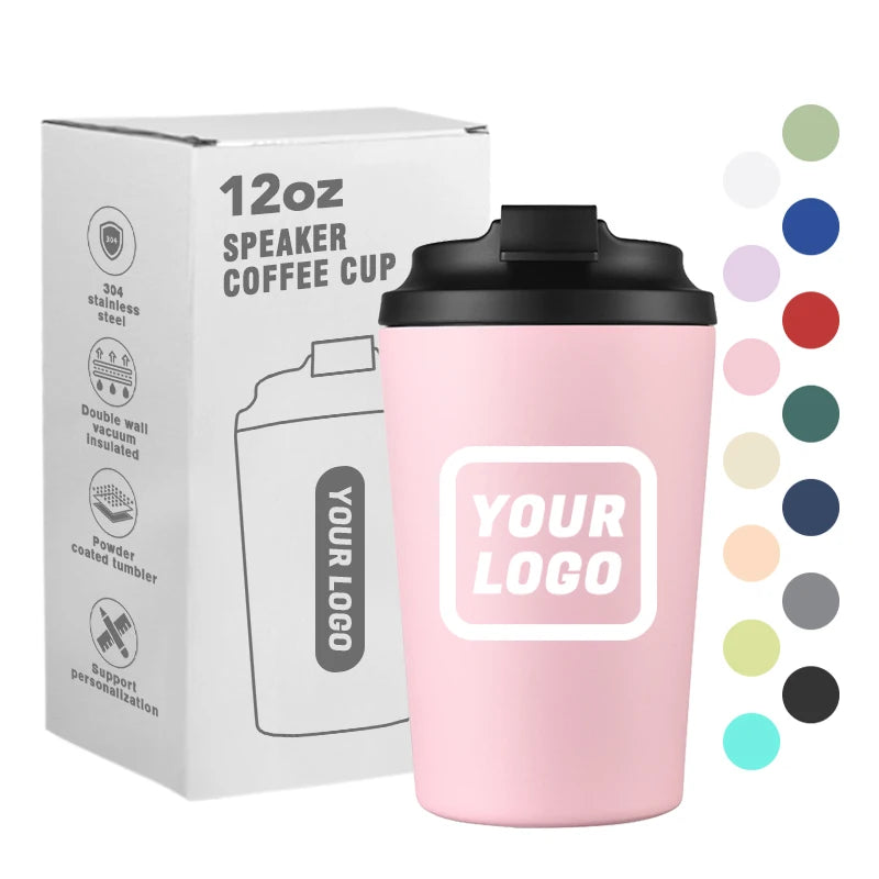 New Hot 12oz Coffee Mugs with Lid Colored Mugs Accept logo Custom Stainless Steel Coffee Mugs