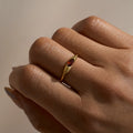 Dazan SUMMER HOT New Ins Trendy 18k PVD Gold Plated Stainless Steel Minimalist Design Deepred Zircon Ring Lady Skirt Jewelry