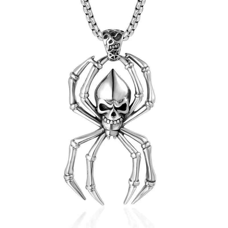 European and American Hot Selling Skull Spider Pendant for Stainless Steel Domineering Personality Men's Necklace