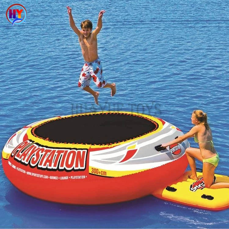 Best Selling Summer Island Water Park Equipment Floating Toy Jump Inflatable Water Trampoline Park