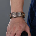 SC Fashion Punk Carved Totem Square Button Wrap Bracelets Bangles Men Retro Antique Bronze Wide Leather Bracelets Jewelry 2023