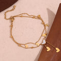 Saint Valentin Gift Fashion Jewelry Anklets Shell Heart Couple Jewelry Gold Plated Stainless Steel Jewelry