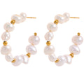 JINYOU 526 Elegant Irregular Natural Pearls Beads Stainless Steel Fashion Hoop Earrings Charm 18k Gold Plated Fashion Jewelry