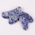 Diy Blue Spot jasper Sawtooth Roller Guasha and Gua Sha Scraping Massage Tool Set for Face and Body Gua Sha