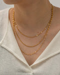 New Trendy 18K Gold Plated Stainless Steel Waterproof Three Layer Stacking Necklace for Girls