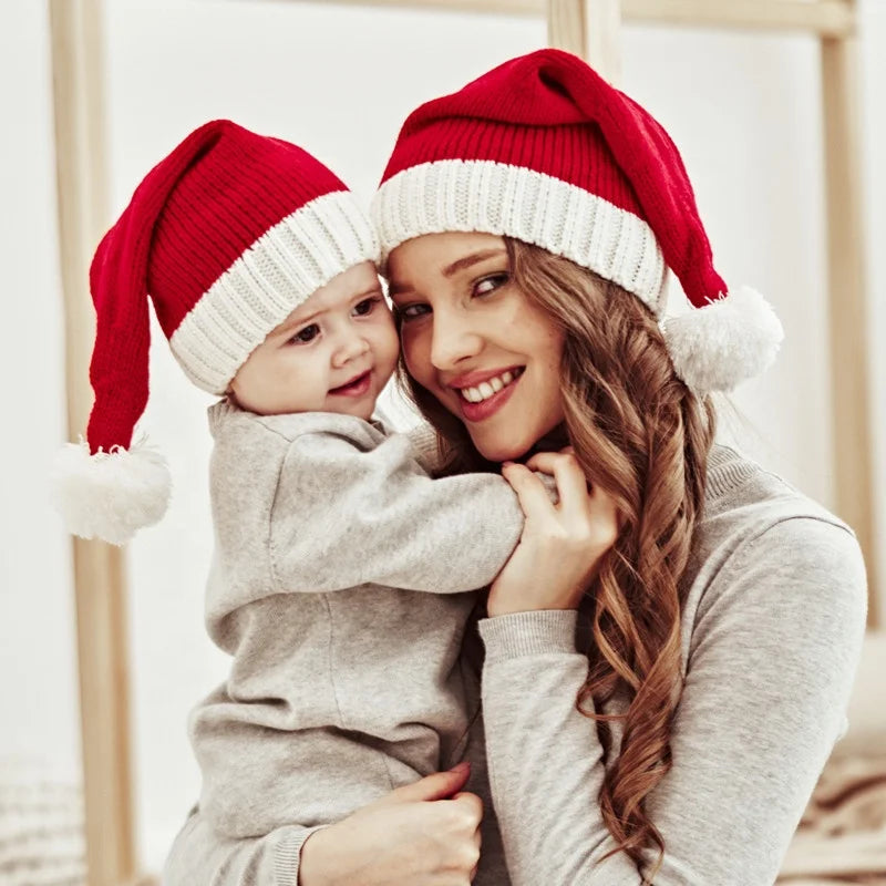 Factory Price Quality New Year Christmas Winter Sweater Knitted Hats Custom Family Christmas Knitter Hats for Parent-Child Cap