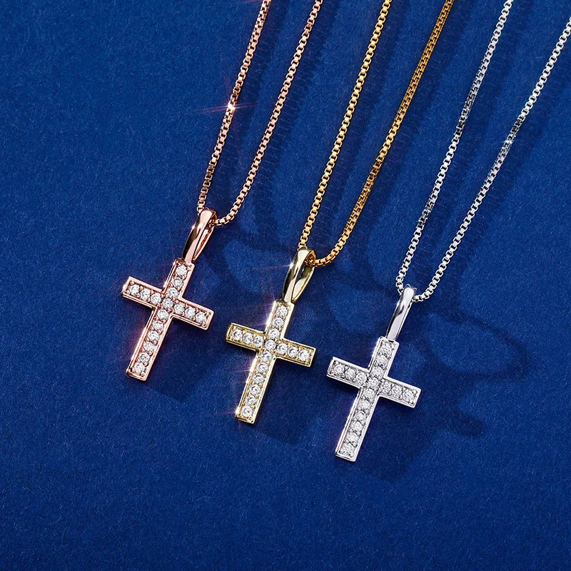 Religious Fine Jewelry Pendants Necklaces 3A Cubic Zirconia 925 Sterling Silver Cross Pendant Charms Jewelry