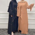 Abaya Set Latest Design Premium Kimono Open Cardigan Caftan Islamic Clothing Muslim Women Modest Dress 3 Piece Abaya Set