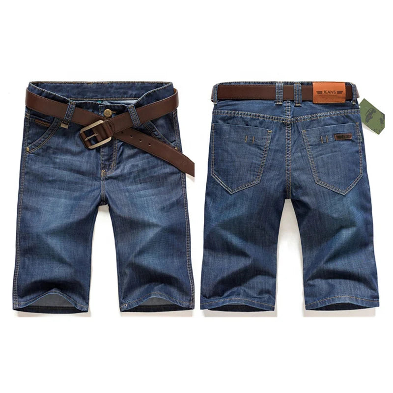 5 Point Pants Stretch Loose Pants Middle Pants Men's Jeans Shorts Thin Slim Fit Breeches Denim Cotton Fabric Customized Logo