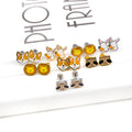 Wholesale Kids Enamel Cute 18K Gold Plated Stainless Steel Jewelry Foxes Rabbits Lions Aliens Hoop Earrings Stud for Children