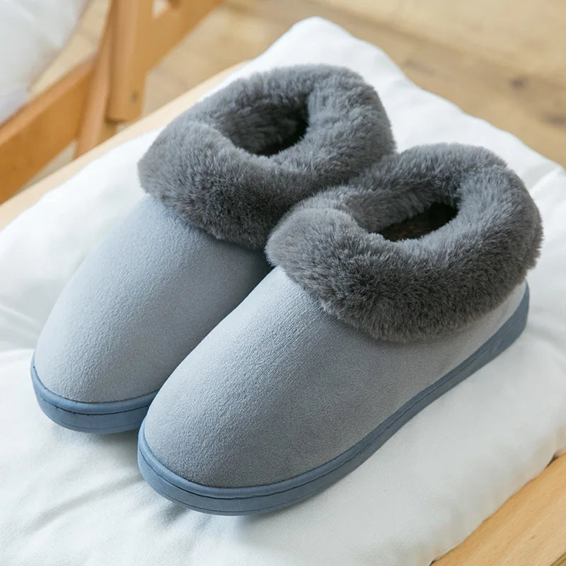 Women Autumn Winter Anti-Slip Fur Pom-poms Rabbit Ear Fluffy Fuzzy Plush Home Warm Indoor Slipper Shoes