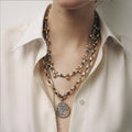 ZAA Vintage Gold Plated Alloy Animal Horn Necklace and Earring Set for Gift Occasions
