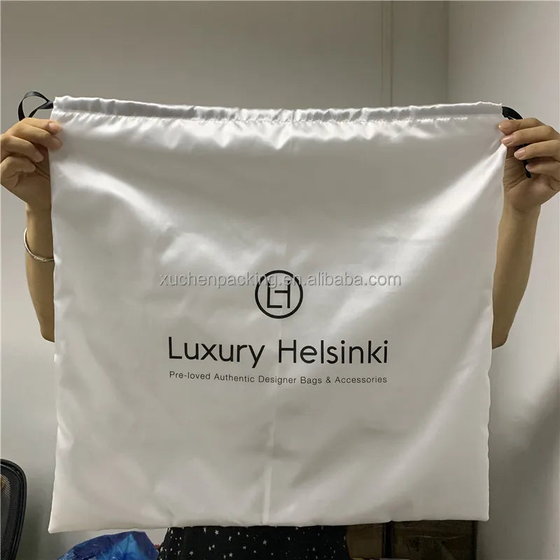 Extra Large White Satin Drawstring Dust Covers Bag for Women Handbags