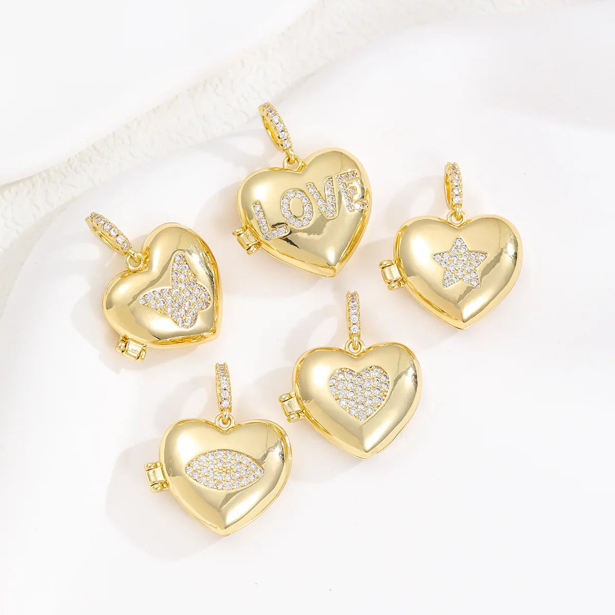 Luxury Heart Photo Box Pendant Necklace Wholesale CZ Charm Pendants for Jewelry Making