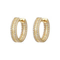 Wholesale Baguette Zircon 18k Gold Plated Trendy 925 Sterling Silver Earring Fine Jewelry Luxury Hoop Earrings for Girls