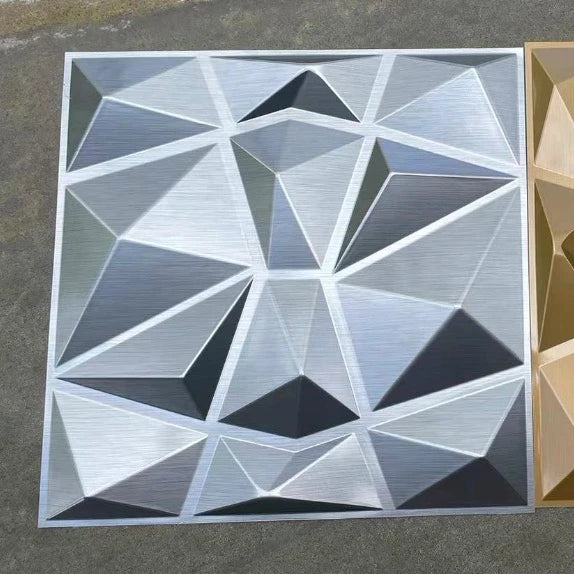 UDK Luxury Interior PVC Wall Panel Silver 3D Wall Decorative Board for Home Waterproof Soundproof Fireproof for Living Room