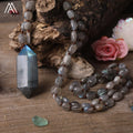 Healing Labradorite Chip Beads Mala Necklace  Double Point Labradorite Pendant Necklace Jewelry