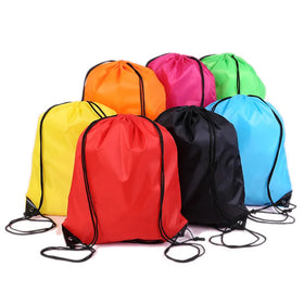 Custom Printed 210D Polyester Nylon Waterproof Sport Shopping Gym Drawstring Bags With String
