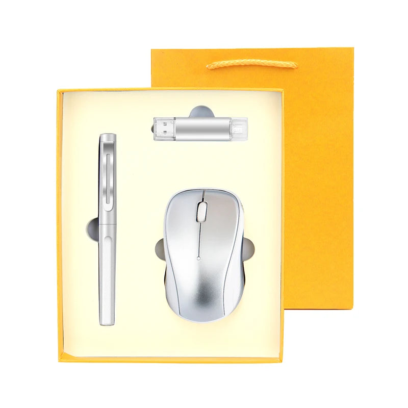 Chimi Promotional 3-in-1 Sign Pen 16GB Dual-Use USB Flash Drive 2.4GHz Wireless Mouse Business Gift Set Teachers-Ronin Model