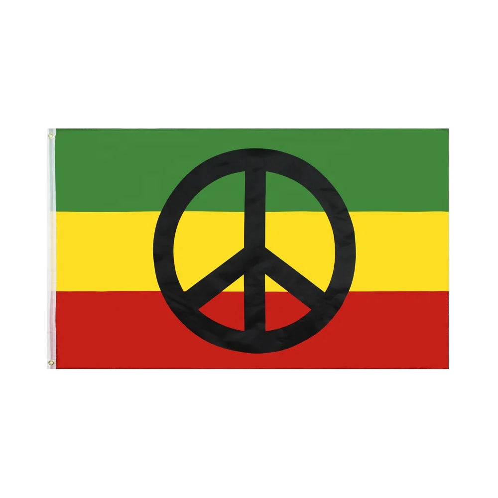 Adequate Inventory Rasta Peace Red Yellow Green Digital Printing Rainbow Flags