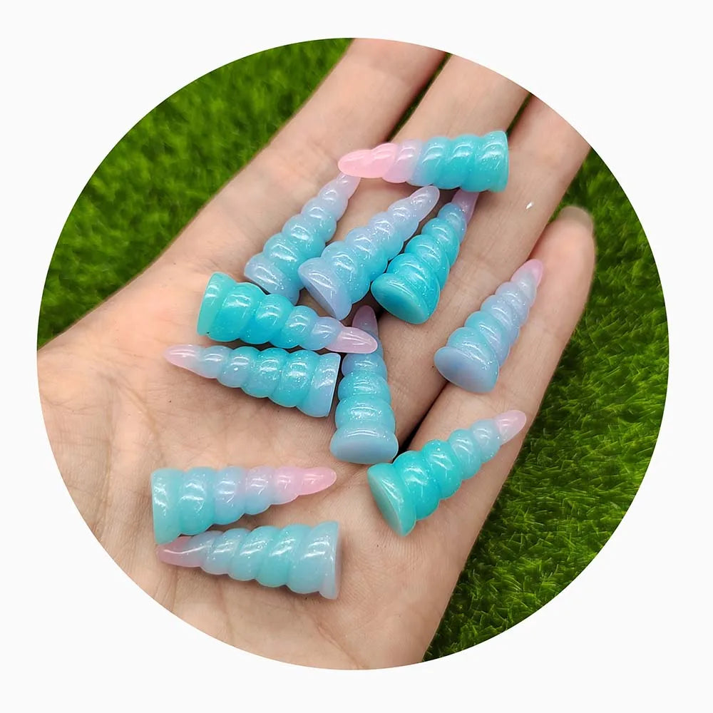 Colorful Resin Mini 3D Unicorn Horn Flat Back Cabochons for Hair Clothes Accessories DIY Crafts Phone Decoration
