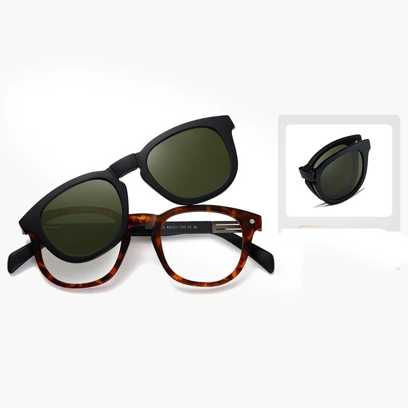 New Arrival Classic Polarized Retro Sunglasses TR90 Frame Anti Blue Light Optical Foldable Magnetic Clip on Sunglasses