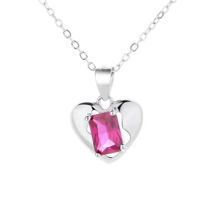 Wholesale Sterling Silver 925 Multi Stone Heart Pendant Necklace for Women Gift