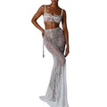 High Quality Women Long Dress Sexy Lace See Through Girl Evening Dress Mopping Fishtail Long Skirt Set Summer Outfits for Women