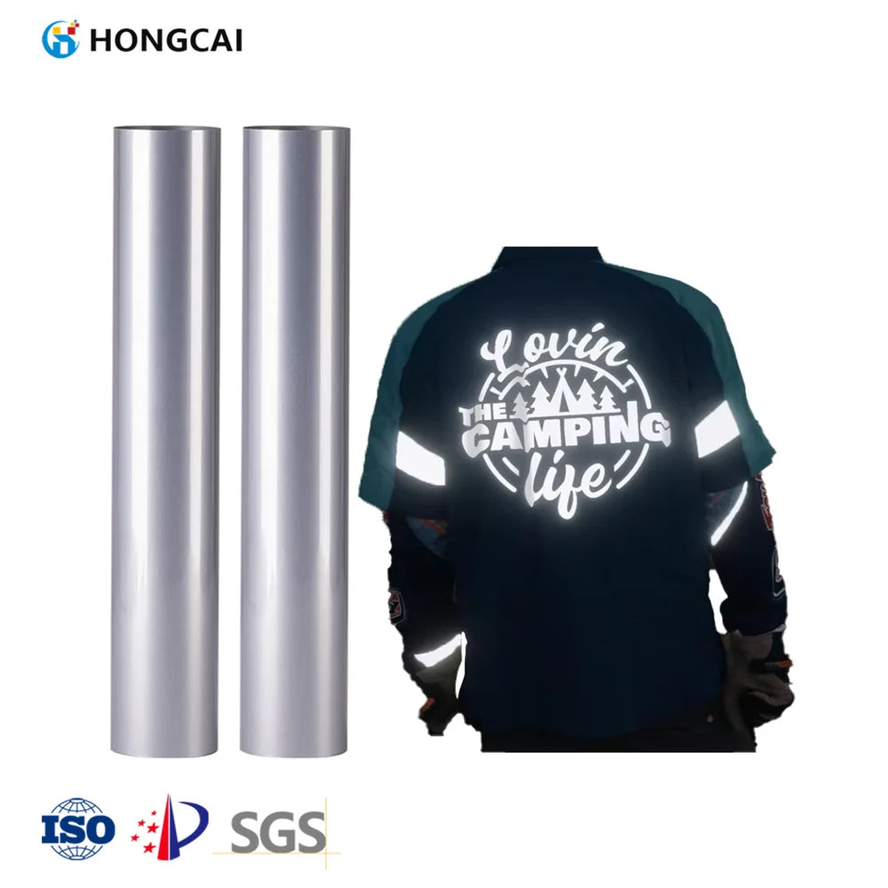 Silver Gray Bright Silver Heat Transfer Vinyl Roll Reflective Stretch Vinyl Heat Transfer Film Printing Materials for DIY
