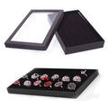 Jewelry Rings Display Tray Velvet Sponge 36 Slot Jewelry Storage Boxes Ring Earring Display Tray With Lid