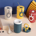 New Arrival Colorful Plastic Microwave Breakfast Cup Student Office Portable Wheat Straw Soup Cup with Spoon MegaBDM