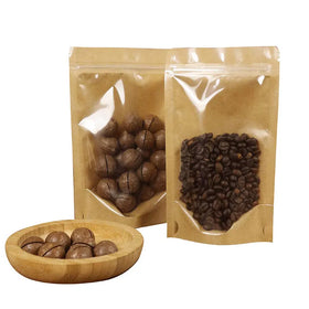 Hot Sale Stand up Pouch Zipper Bag One Side Transparent and One Side Kraft Paper for Food & Her Packaging