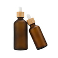 5ml 15ml 20ml 30ml 50ml 100ml Amber Essential Oil Glass Bottle With Bamboo Wood Dropper Cosmetic Packaging