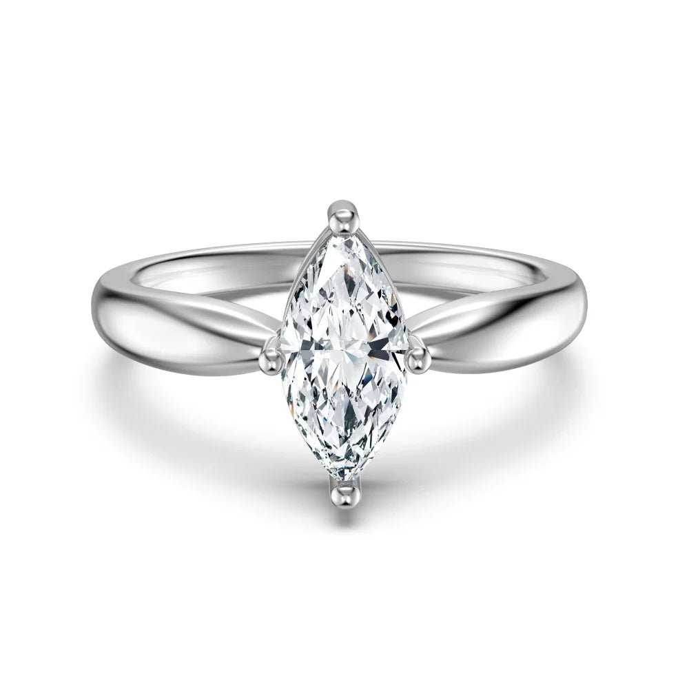 Dylam Wedding 925 Sterling Silver Women Promise 5A Zirconia Water Drop Romantic Elegance Ring