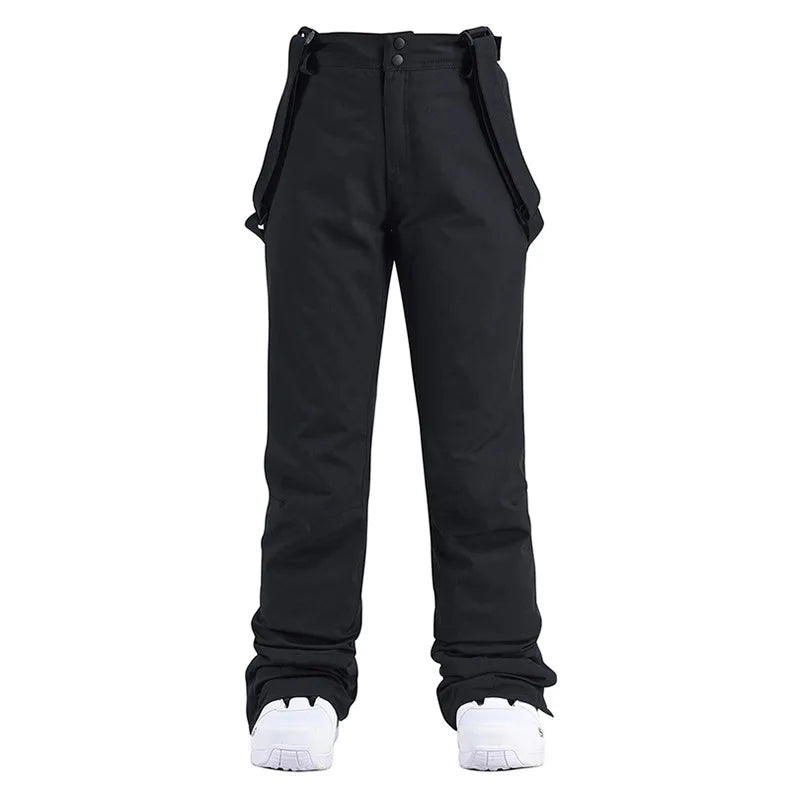 Women's and Men's Ski and Snowboarding Pants Windproof Waterproof Thicken Cargo Trousers for Winter Male Female Strap Pants