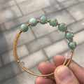 Hot Sell Crystal Stone Beads Bracelets BangleWire Wrapped Gold Copper Open Cuff Bangles