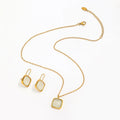 Joolim Jewelry 18K Gold Plated Clear Resin Rectangle Pendant Choker Necklace Dangle Earring Set