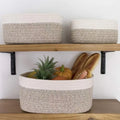 Set of 3 Eco-Friendly Foldable Fabric Cotton Rope Woven Baskets for Household & Office Storage of Baby Toys and Gifts