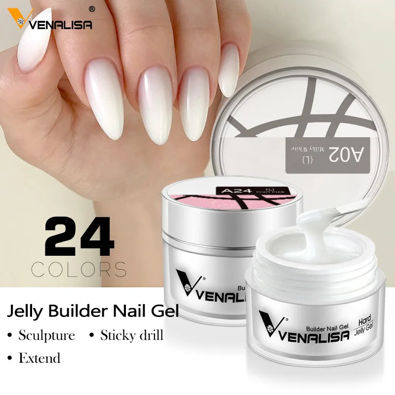 New Venalisa Brand Nail Art Tip Design 15ml 30ml 50ml 24 Color Led Camouflage Color Hard Jelly Nail Buildering Extension Gel