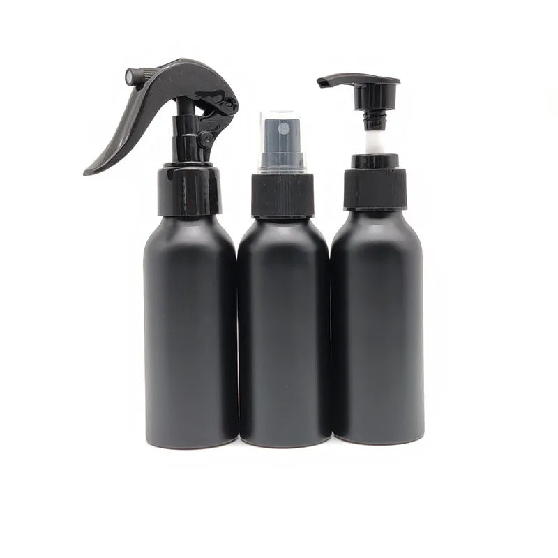 Wholesale Luxury Cosmetic Packaging Metal Matte Black Spray Bottle 80ml 120ml 250ml 300ml Aluminum Shampoo Lotion Pump Bottle