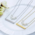 Trendy Double Layer Stainless Steel Chain Baroque Pearl Beaded Choker Necklace Jewelry
