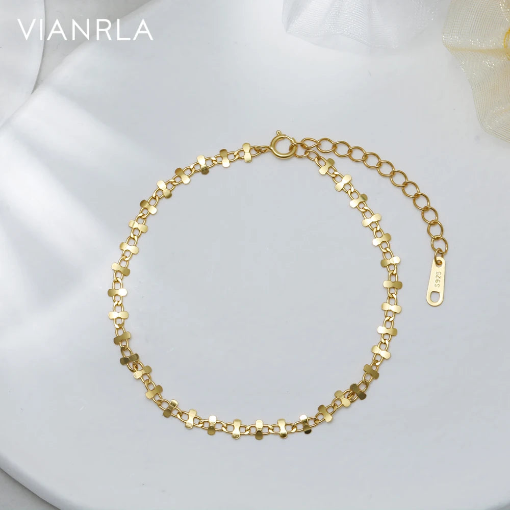 VIANRLA 925 Sterling Silver Dainty Women Gold Plated Bracelet