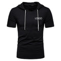 Wholesale Oversize Custom Logo 90% Cotton Short Sleeve Casual Sport Sweatshirts Gym With Hat Men Hoodies