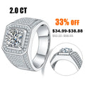 Abiding Jewelry Wedding 18k White Gold Plated 2 Ct Moissanite Diamond Mens Finger 925 Sterling Sliver Moissanite Ring for Men