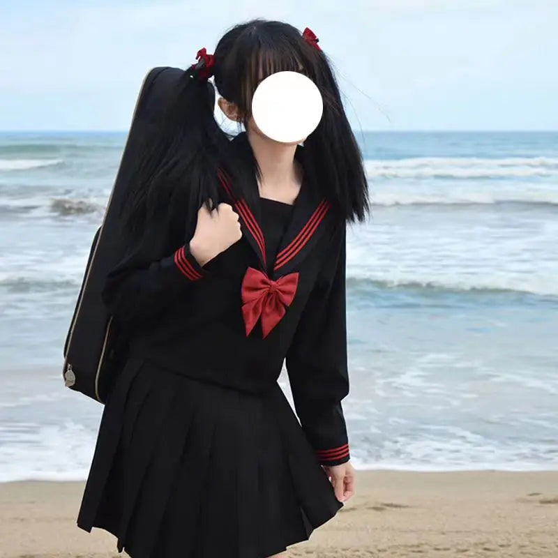 Black Japanese Girl School Students School Uniforms
