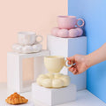 Hot Sale Macaroon Cloudy Ceramic Mug Sunflower Coffee Cup and Saucer Set