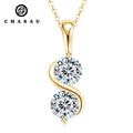Wedding Simple 925 Sterling Silver S Shape Necklace 6.5mm 1.0CT VVS1 Two Stone Moissanite Pendant Necklace for Women with GRA MegaBDM